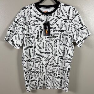 Wrangler x Hotwheels Men's Black and White Short Sleeve Logo Tee NWT